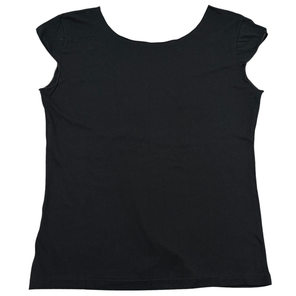 American Apparel Black Scoop Neck Cap Sleeve Combed Cotton T-Shirt Large USA